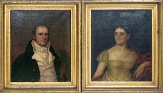 A PAIR OF PORTRAITS: GENTLEMAN AND LADY by American School, 19th Century, 19th Century