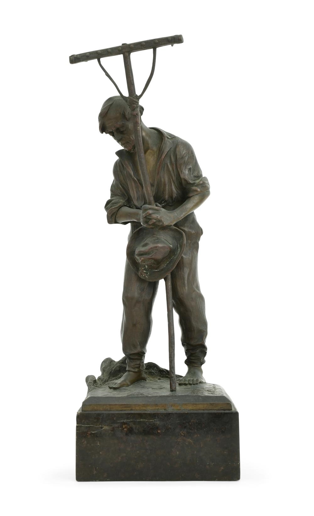 Paul Ludwig Kowalczewski | Sculpture of a Farmer with Rake | MutualArt