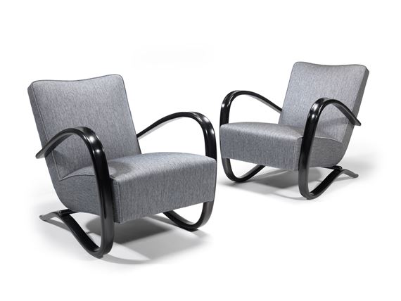 Pair of 'H-269' lounge chairs , designed 1933 by Jindrich Halabala, designed 1933
