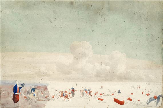 A slaughterhouse scene in some salting area in the southern part of Greater Buenos Aires - Continental School, 19th Century