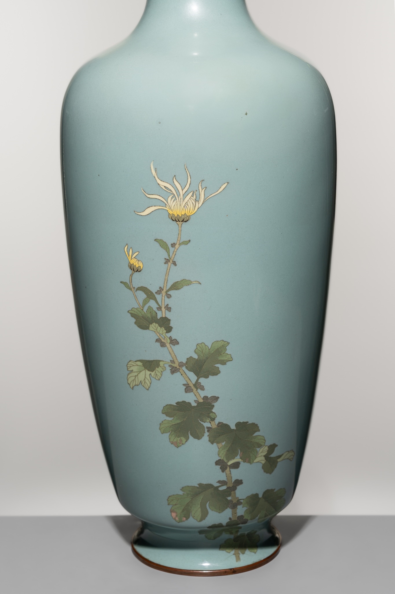 Artwork by Gonda Hirosuke, A Superb and Large Cloisonné Enamel Vase with Blossoming Chrysanthemums, Made of Cloisonné Enamel