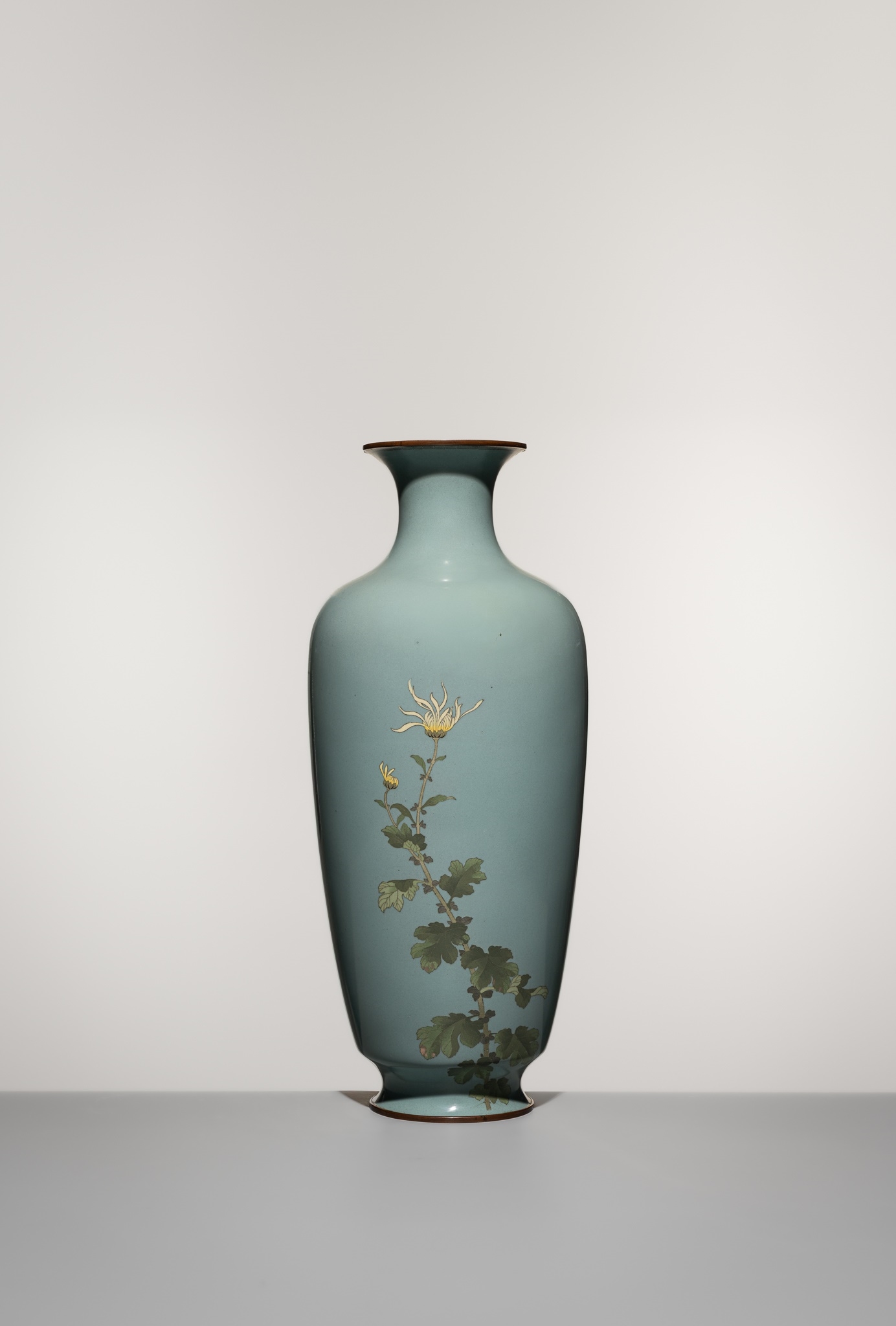 Artwork by Gonda Hirosuke, A Superb and Large Cloisonné Enamel Vase with Blossoming Chrysanthemums, Made of Cloisonné Enamel