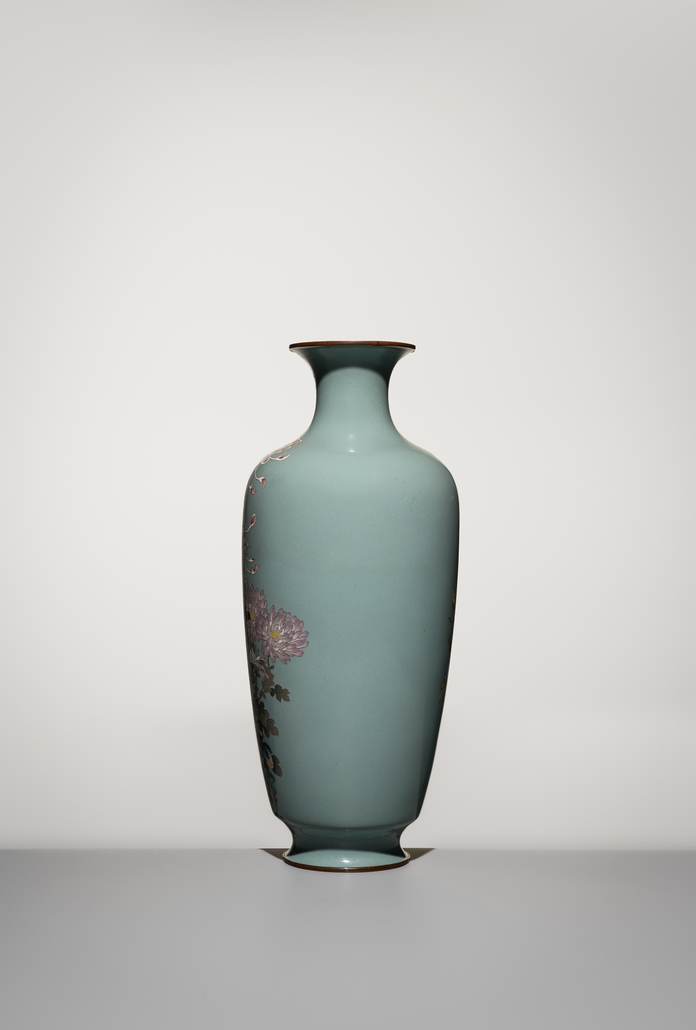 Artwork by Gonda Hirosuke, A Superb and Large Cloisonné Enamel Vase with Blossoming Chrysanthemums, Made of Cloisonné Enamel