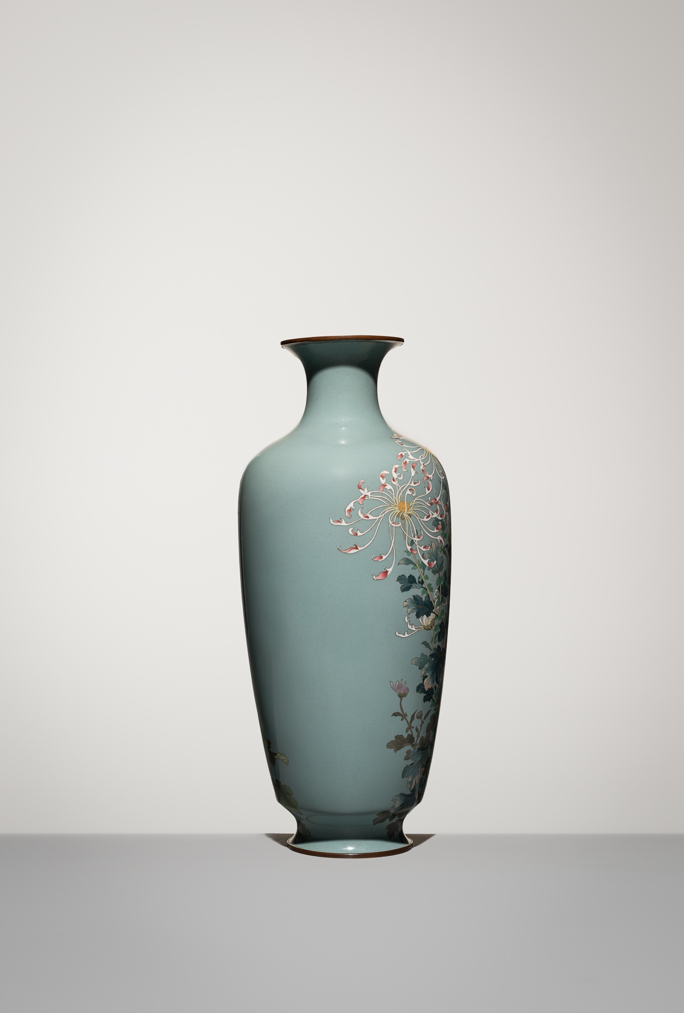 Artwork by Gonda Hirosuke, A Superb and Large Cloisonné Enamel Vase with Blossoming Chrysanthemums, Made of Cloisonné Enamel