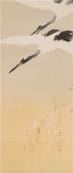 TWO CRANES by Seitei Watanabe, late 19th to early 20th century, Meiji period (1868-1912)