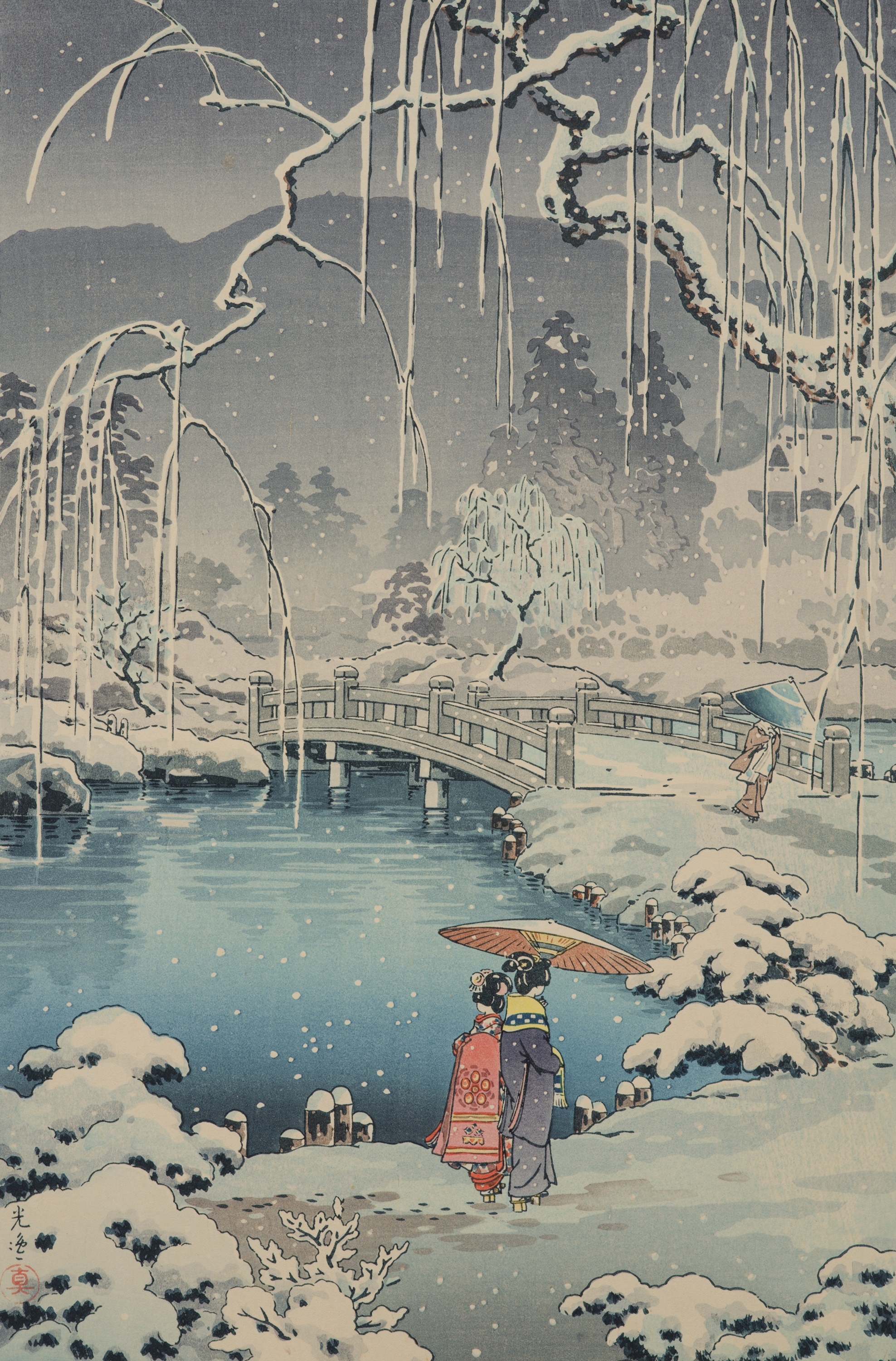 Tsuchiya Koitsu | Spring Snow at Maruyama, Kyoto | MutualArt