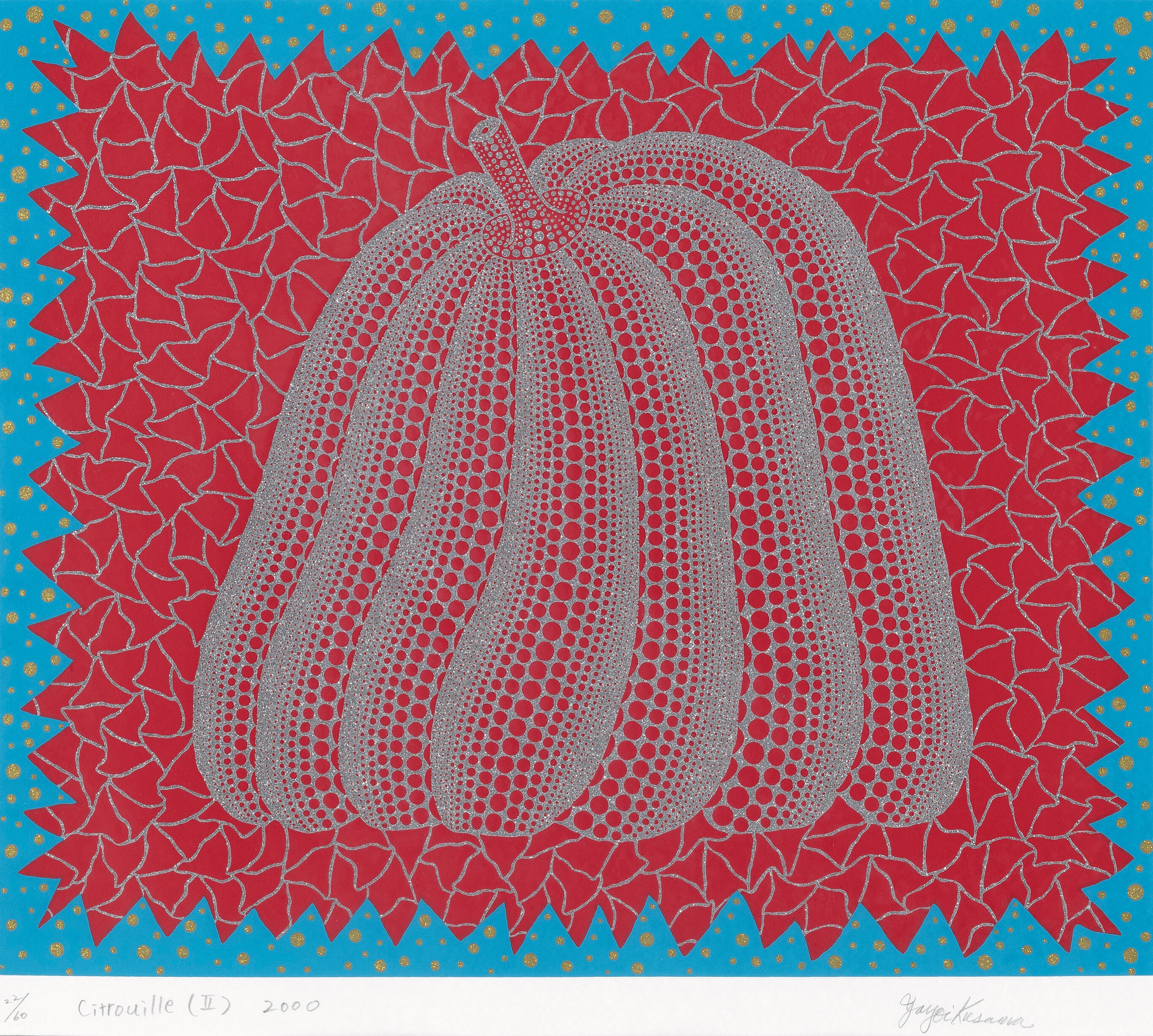 Artwork by Yayoi Kusama, PUMPKIN, Made of screen print on paper, mixed media