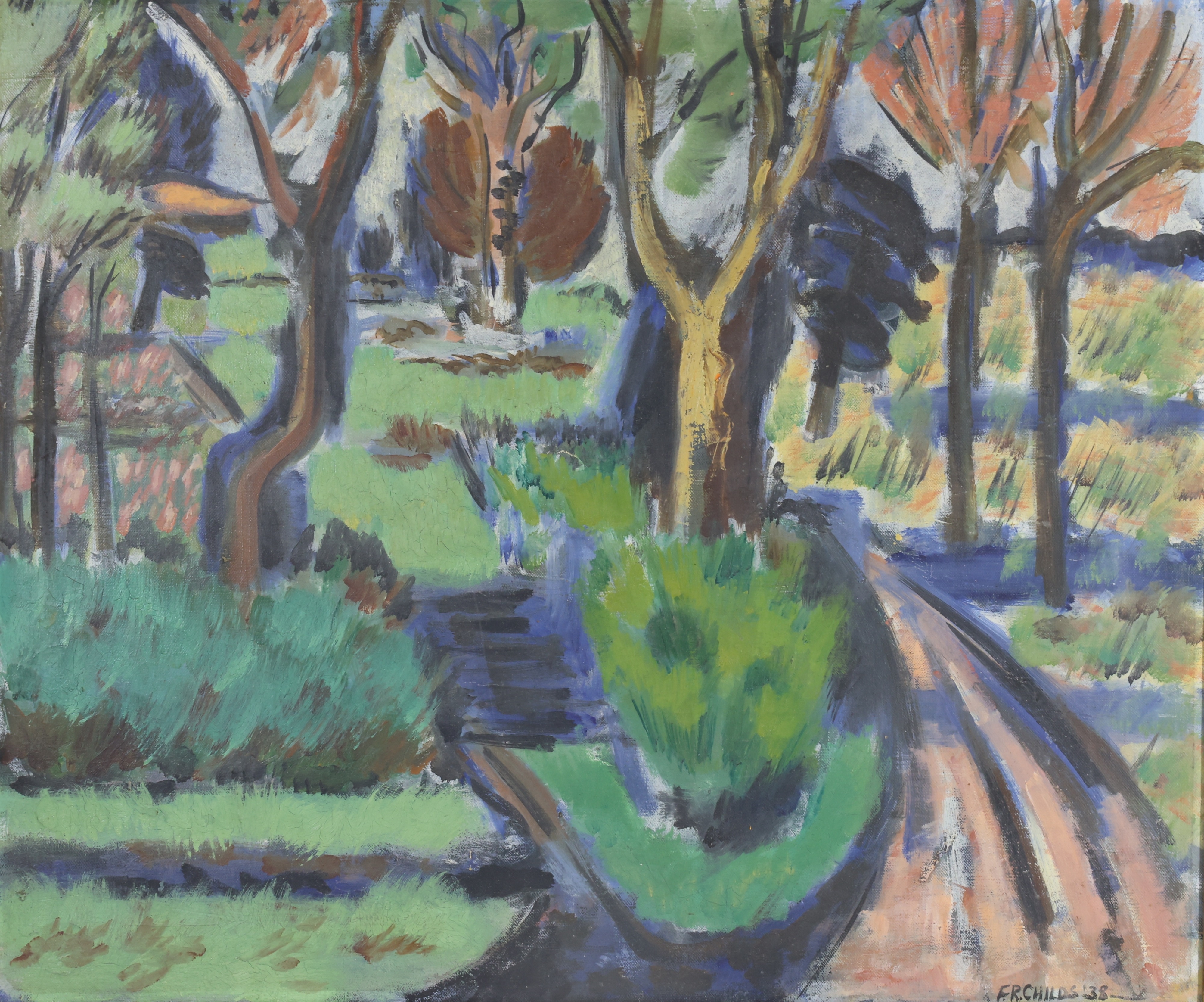 Frederick Robbins Childs | Park landscape with walking trails (1938 ...