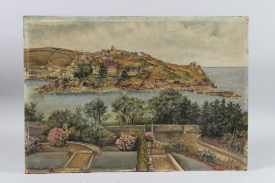 George Melvin Rennie | Coastal view from a walled garden | MutualArt