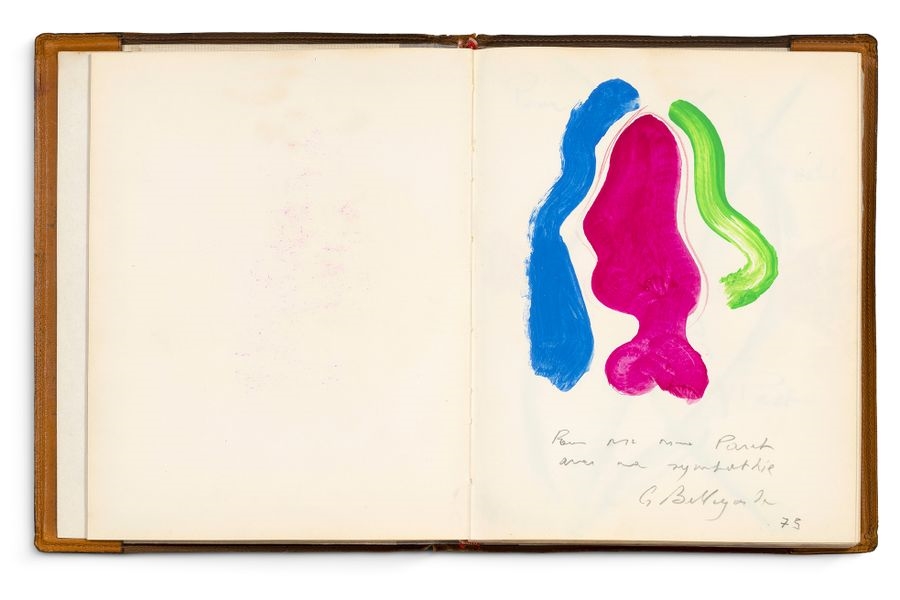 Artwork by Michel Macréau, Jacques Villeglé, James Guitet, Untitled, Made of Guestbook, Original Artists' Drawings And Handwritten Letters