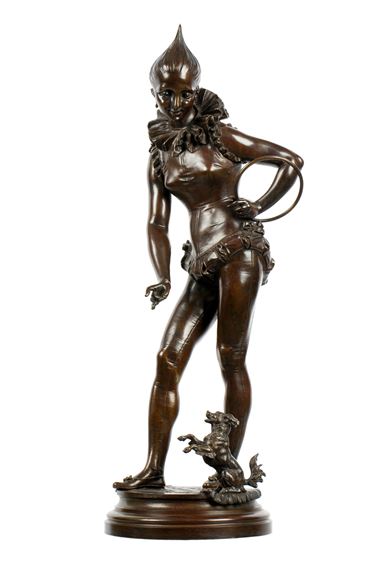 Harlequin performing with a small dog - Vincent-Désire Faure de Broussé