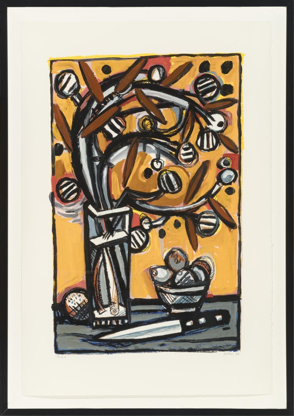 Artwork by David Bates, Apple Blossom, Made of Hand-Painted Mixed Media On Paper