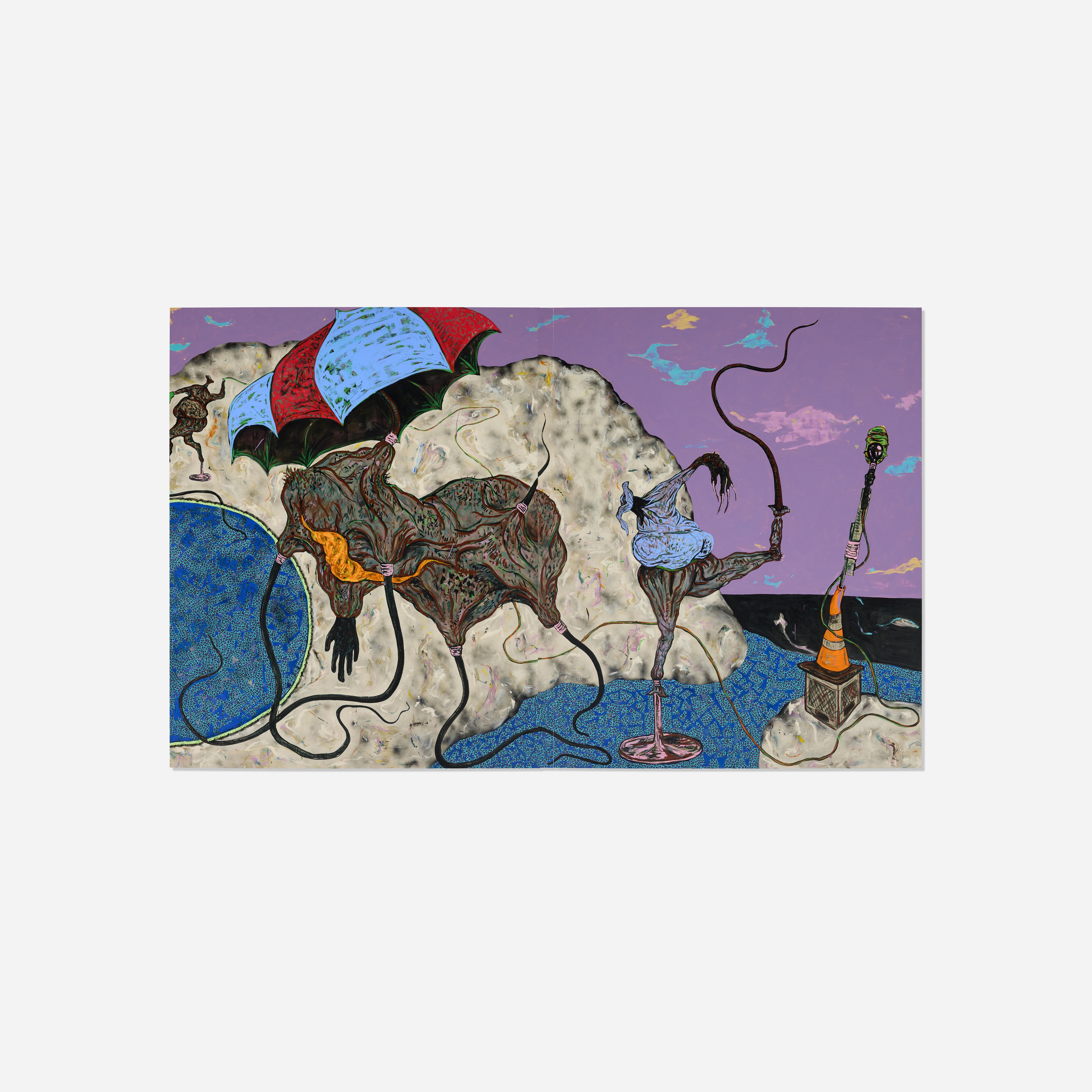 Artwork by Simphiwe Ndzube, Untitled (Limbo Colony) (diptych, Made of Acrylic And Duct Tape On Canvas