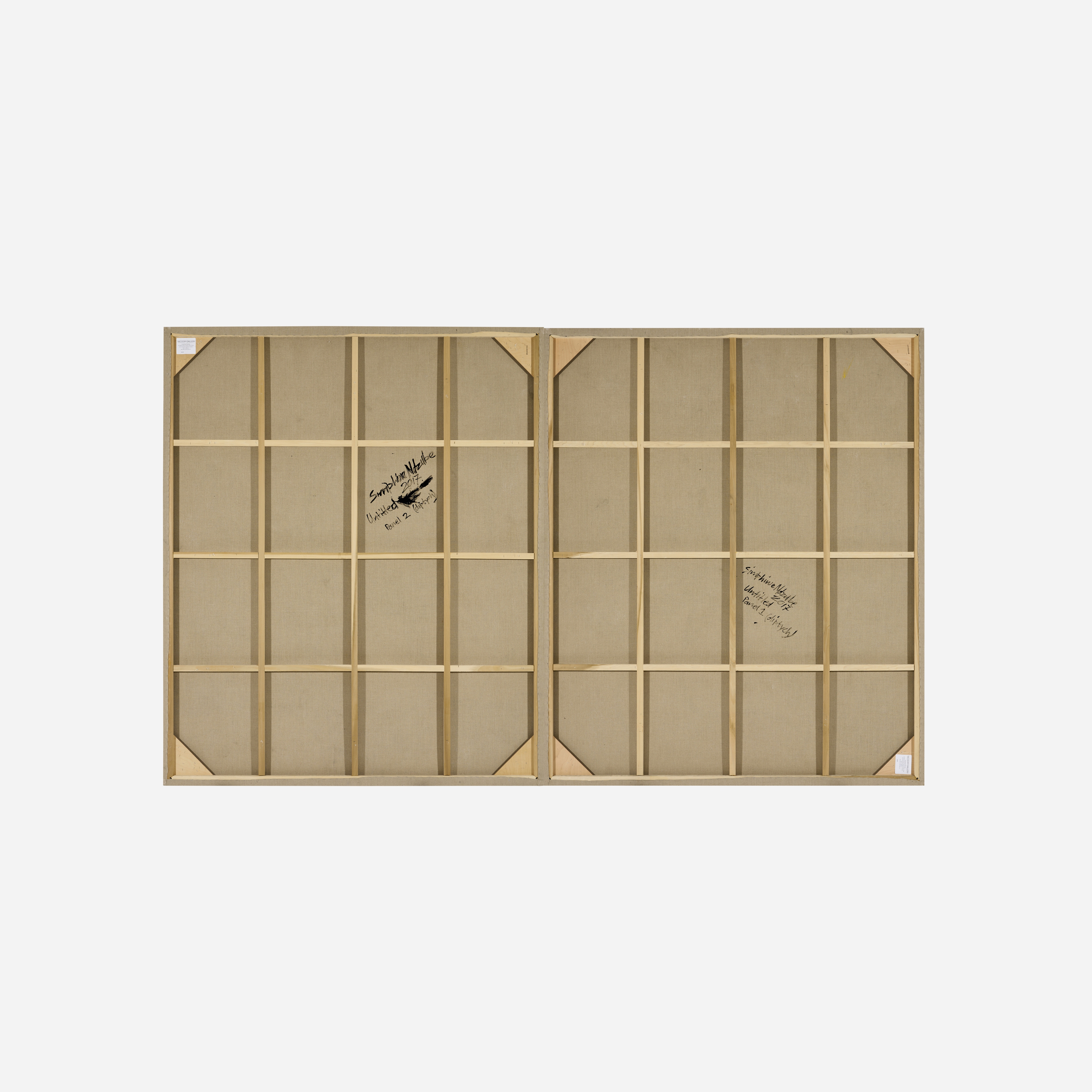 Artwork by Simphiwe Ndzube, Untitled (Limbo Colony) (diptych, Made of Acrylic And Duct Tape On Canvas