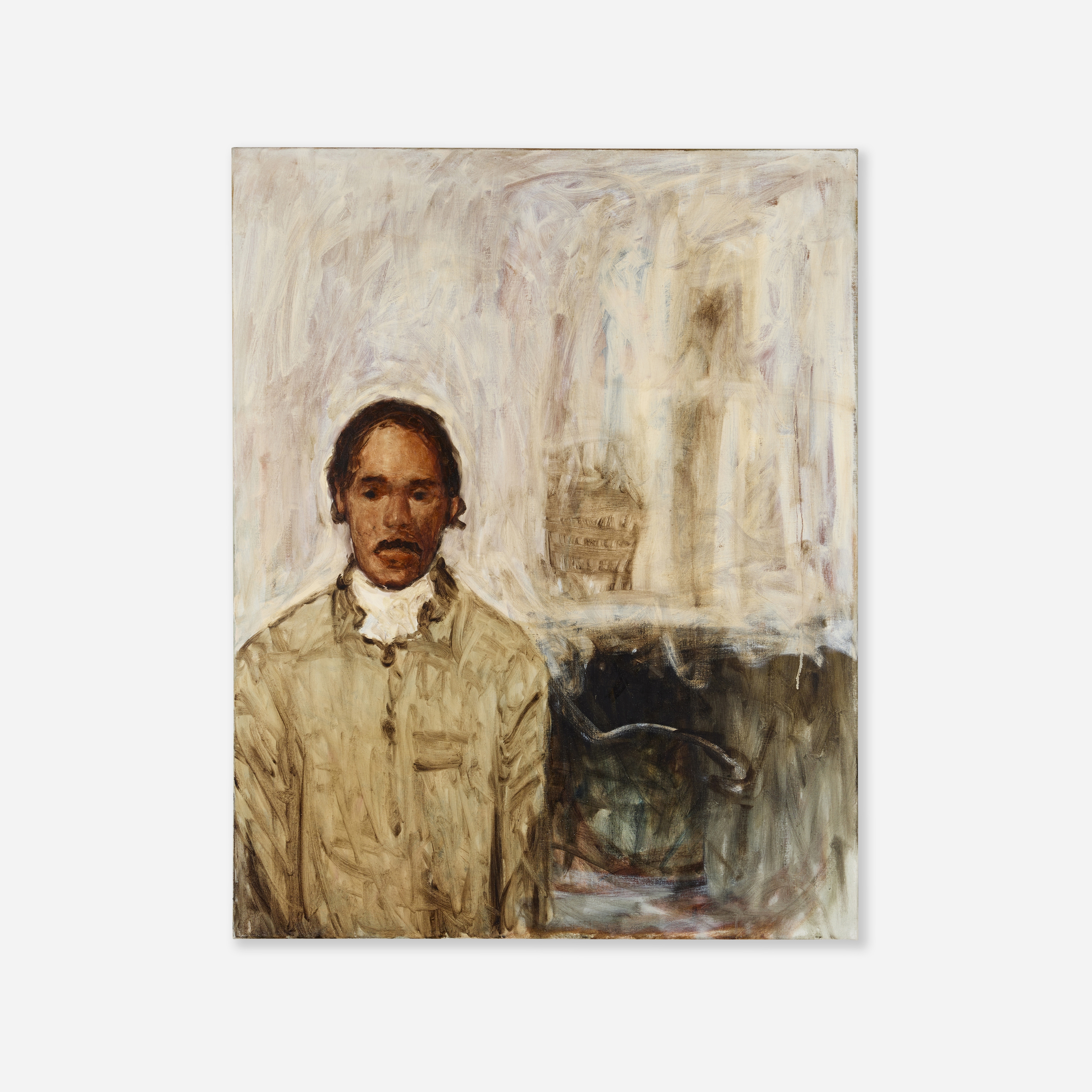 Artwork by Axel Geis, Mann vor hellem Grund, Made of Oil On Canvas