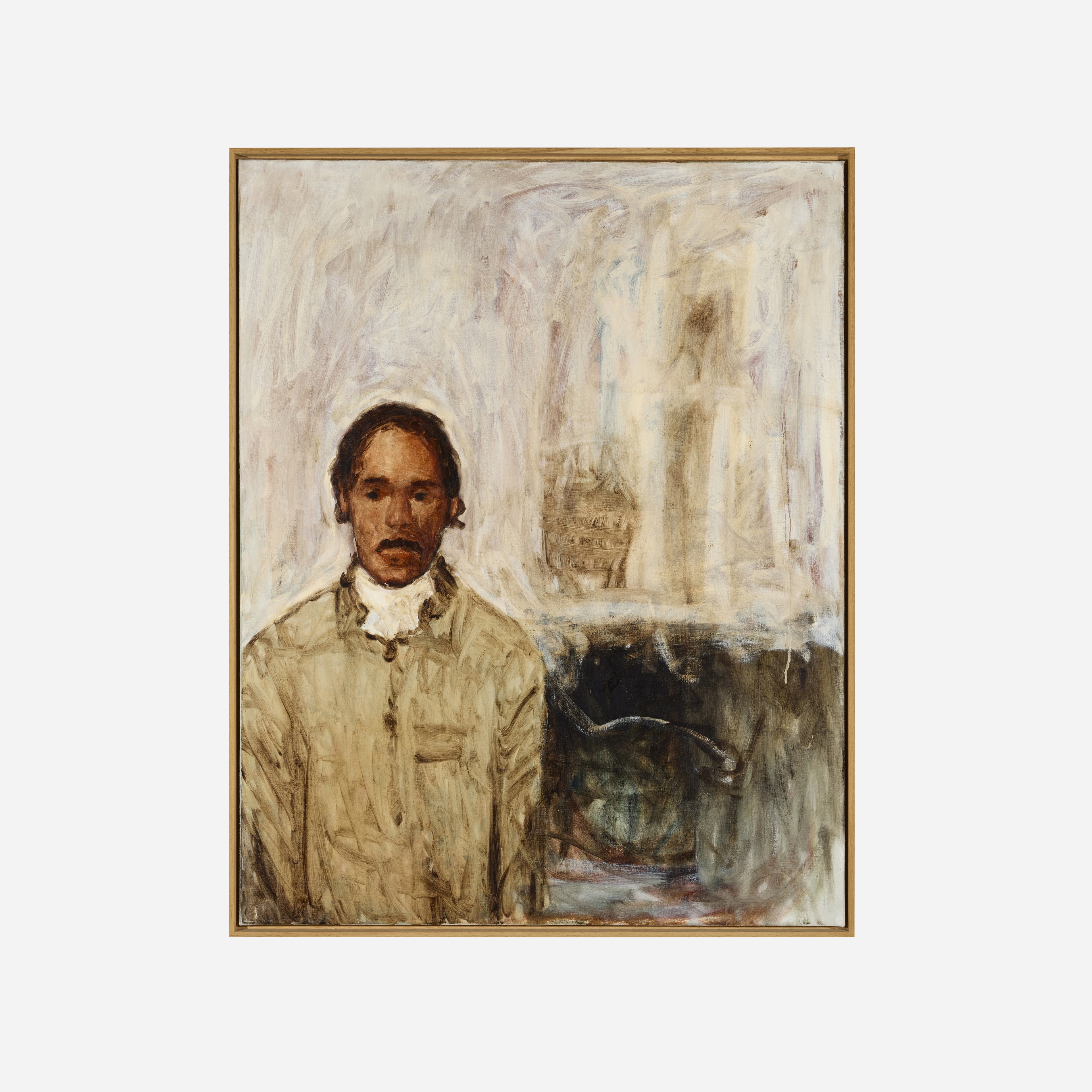 Artwork by Axel Geis, Mann vor hellem Grund, Made of Oil On Canvas