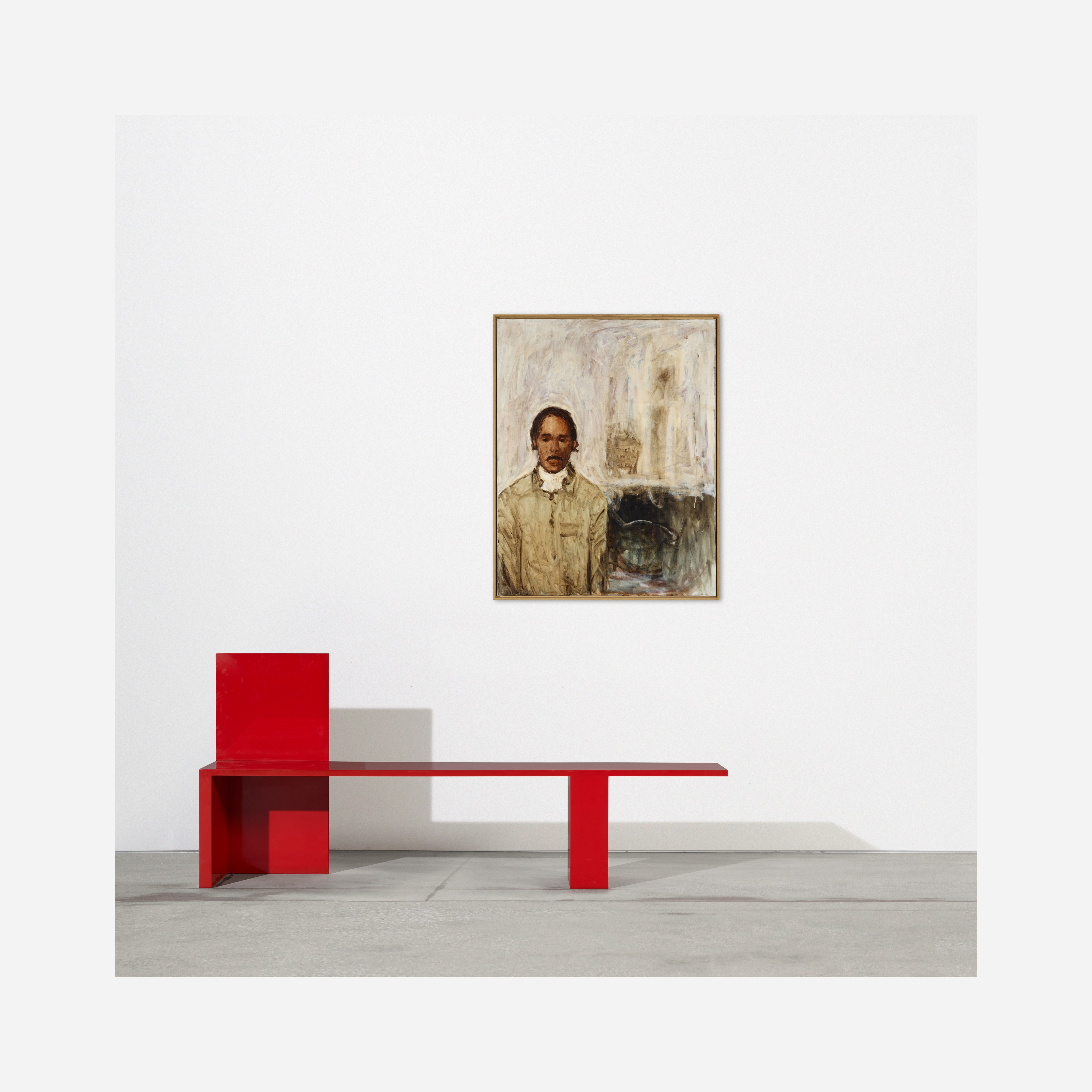 Artwork by Axel Geis, Mann vor hellem Grund, Made of Oil On Canvas