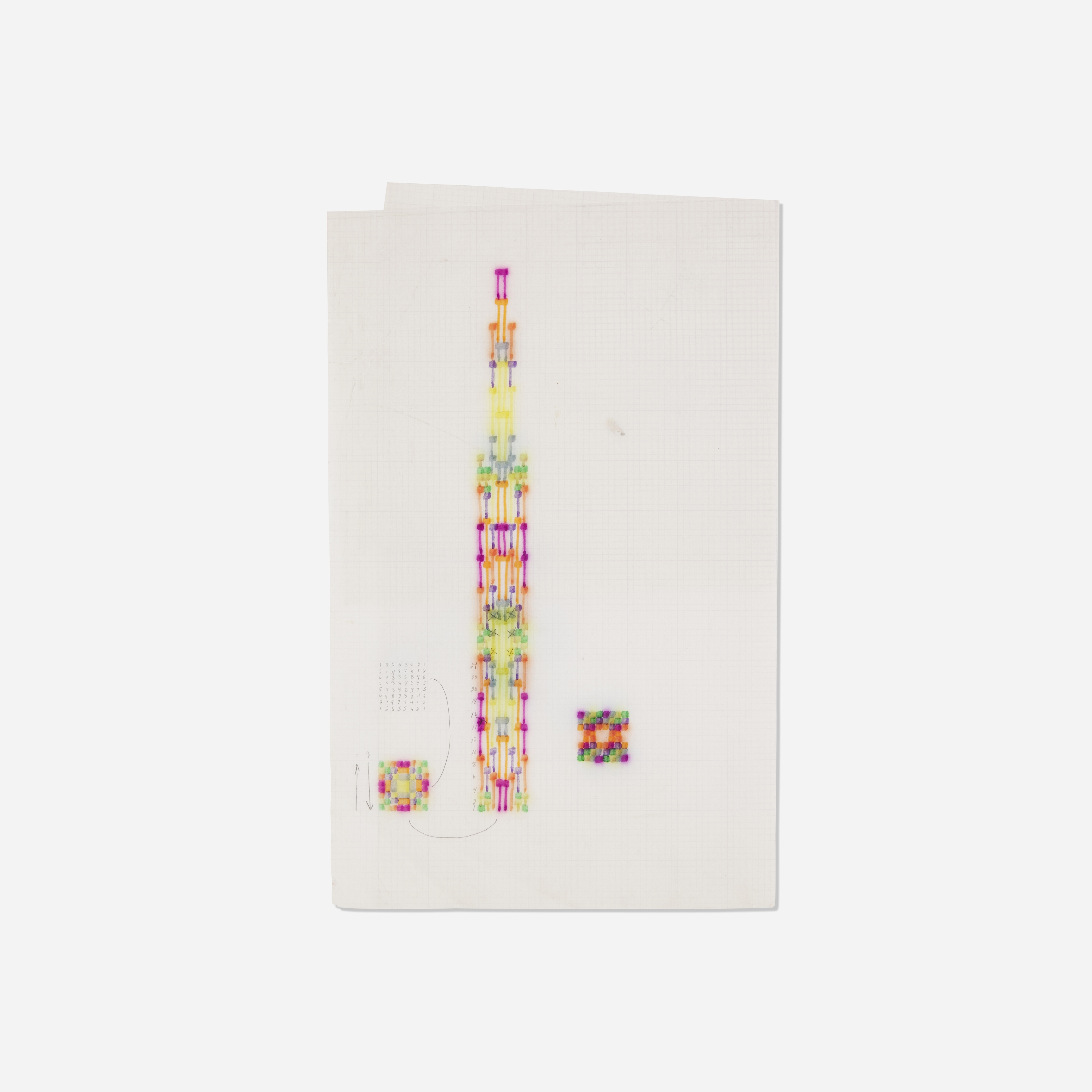 Artwork by Channa Horwitz, Sonakinatography Fragment, Made of Felt-Tip Marker And Pencil On Graph Paper