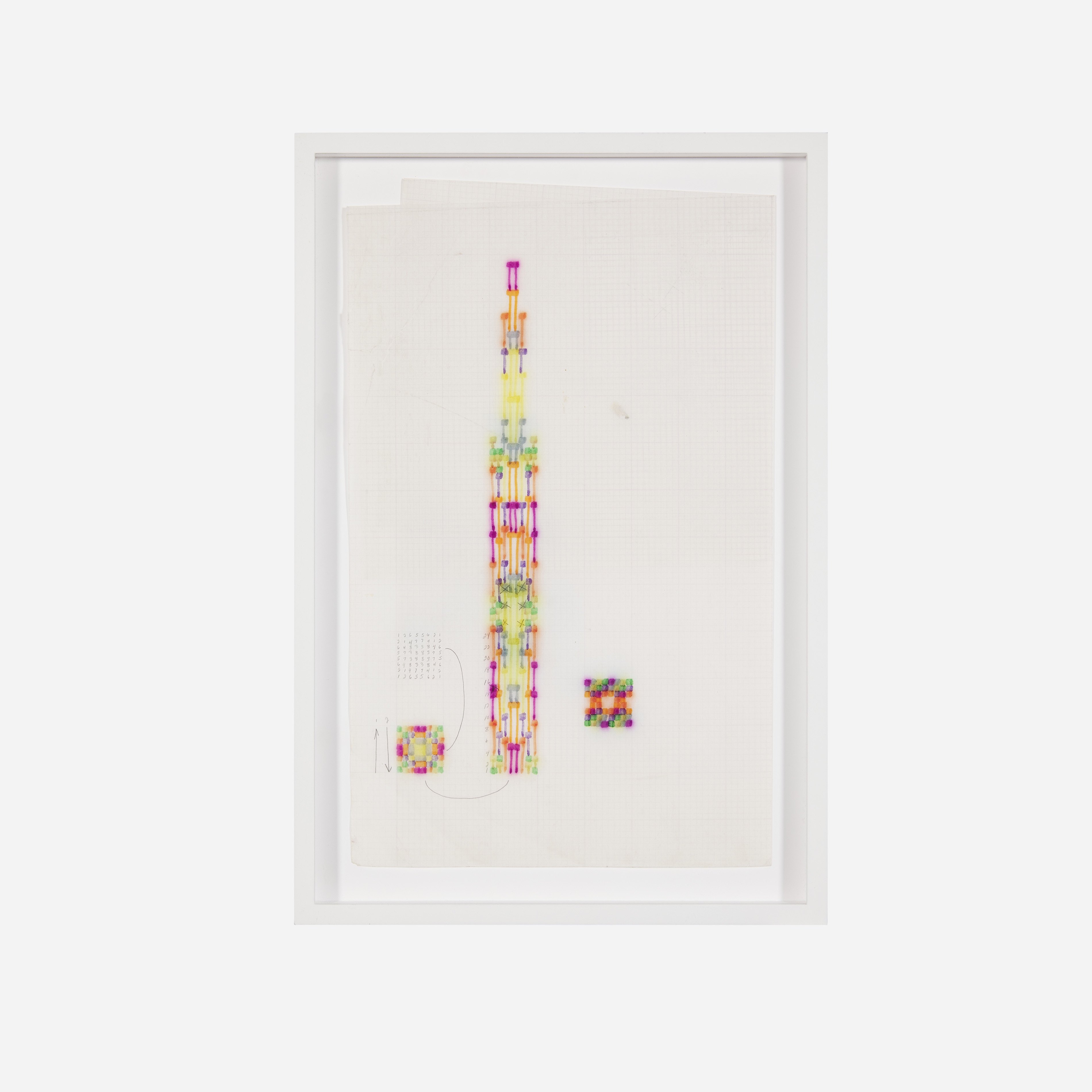 Artwork by Channa Horwitz, Sonakinatography Fragment, Made of Felt-Tip Marker And Pencil On Graph Paper