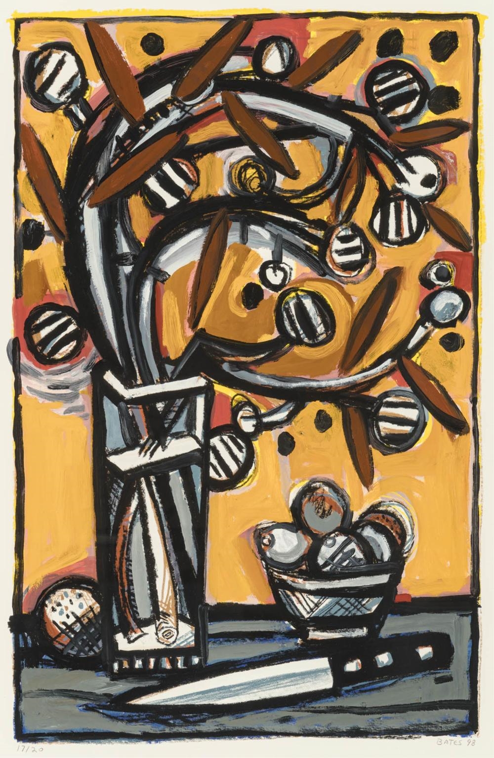 Artwork by David Bates, Apple Blossom, Made of Hand-Painted Mixed Media On Paper