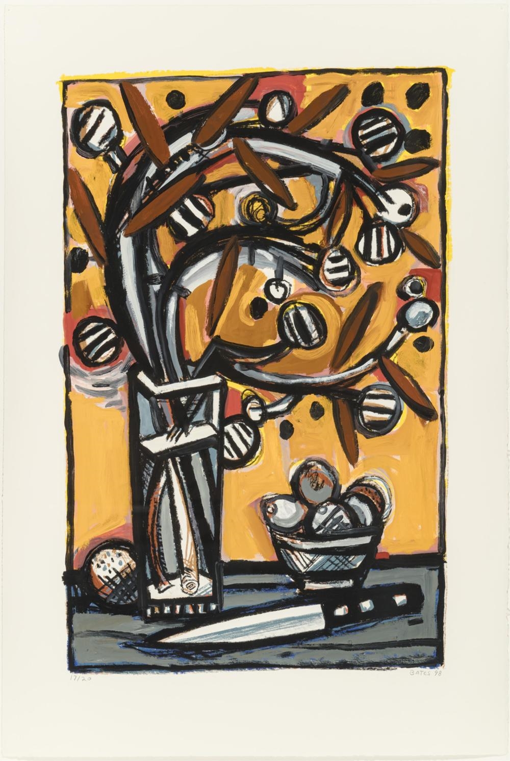 Artwork by David Bates, Apple Blossom, Made of Hand-Painted Mixed Media On Paper