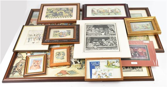 a collection of vintage prints and postcards - Louis Wain