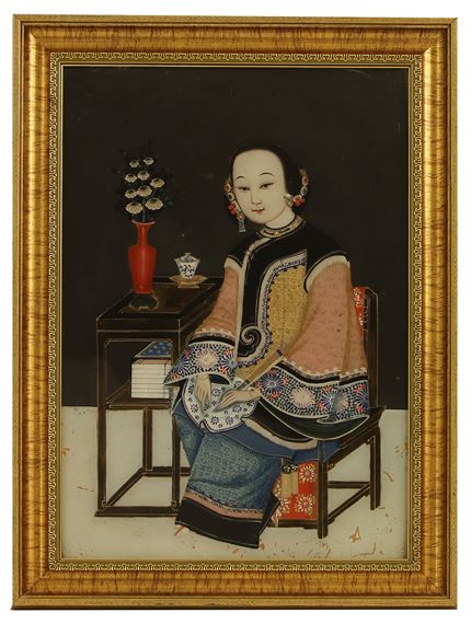 A Chinese reverse glass painting by Chinese School, 19th century
