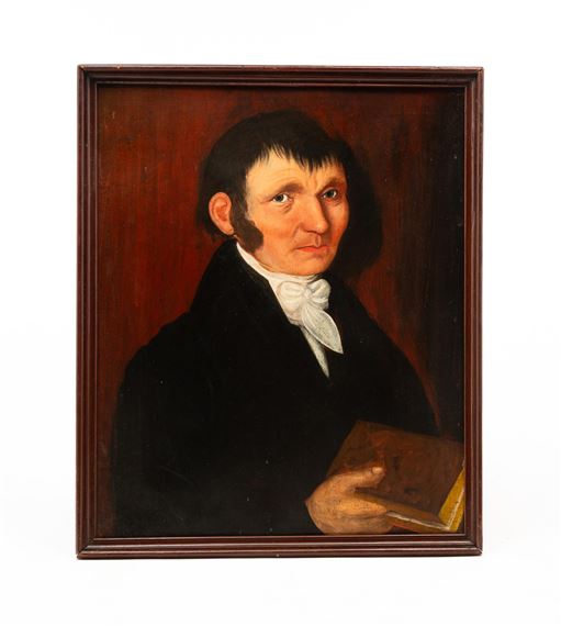 Thomas Ware | FOLK ART OIL ON PANEL PORTRAIT OF A GENTLEMAN WITH A BOOK ...