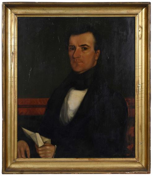 Folk Art Portrait of Gentleman with Letter