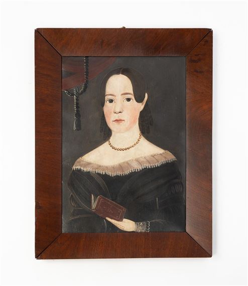 Portrait of a Charming Young Woman Holding a Book by Sturtevant J. Hamblin, Ca. 1840