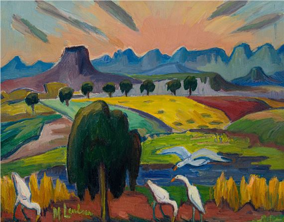 Landscape with Tree and Birds - Maggie Laubser