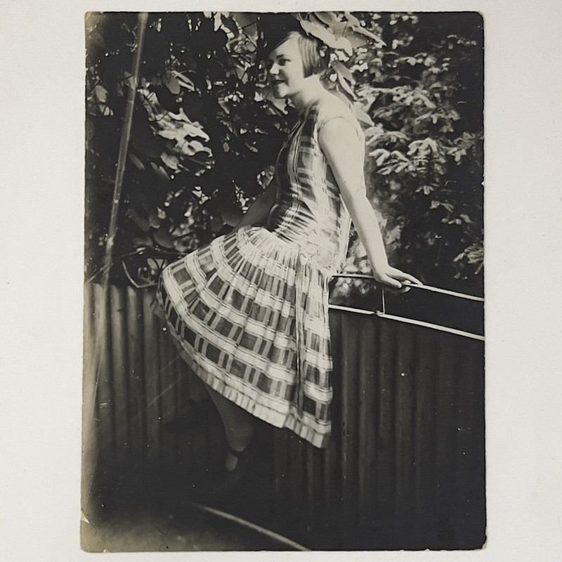 Artwork by T. Lux Feininger, Untitled (Woman on the Fence, Made of Gelatin Silver Print