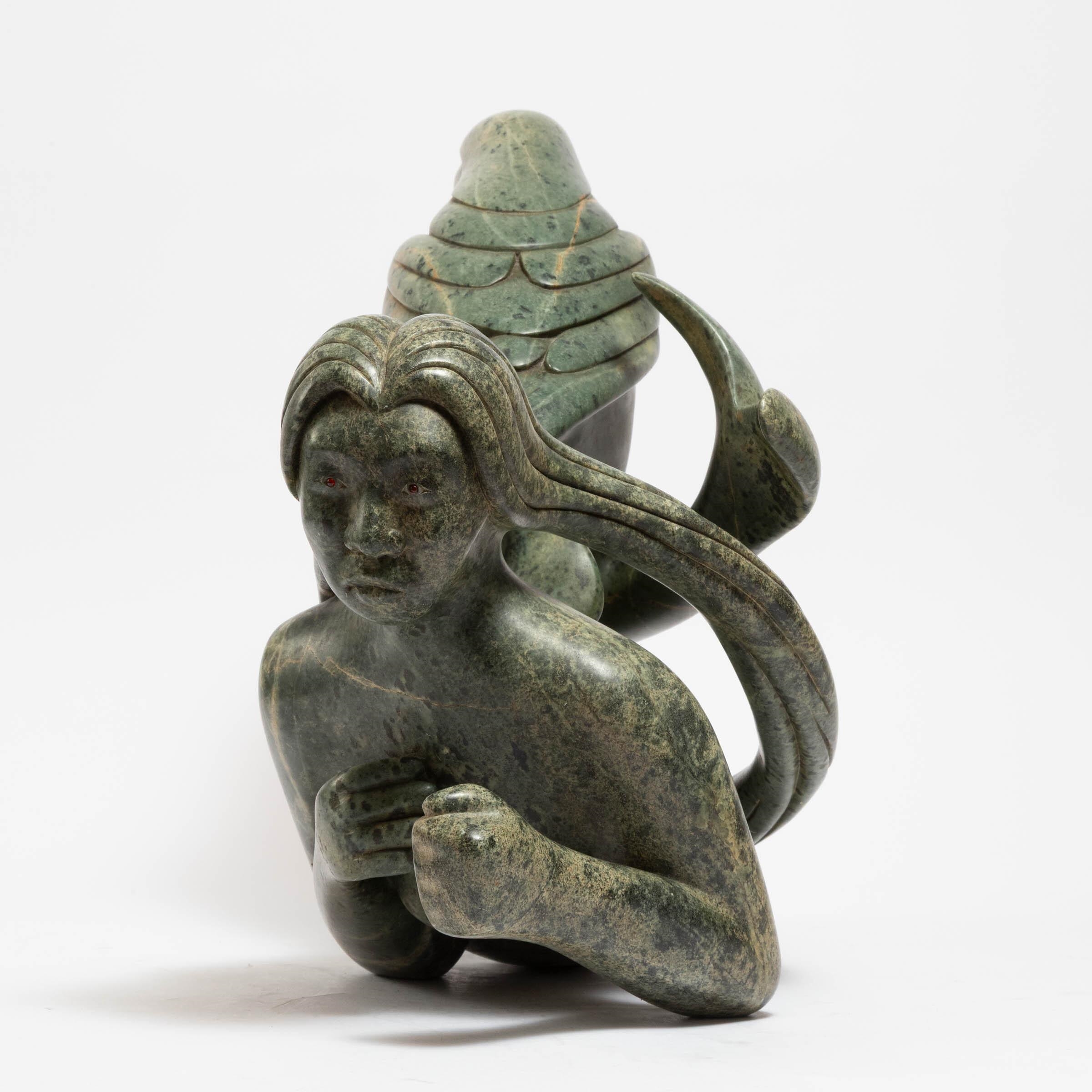 Artwork by Abraham Apakark Anghik Ruben, SEDNA AND RAVEN, Made of Stone