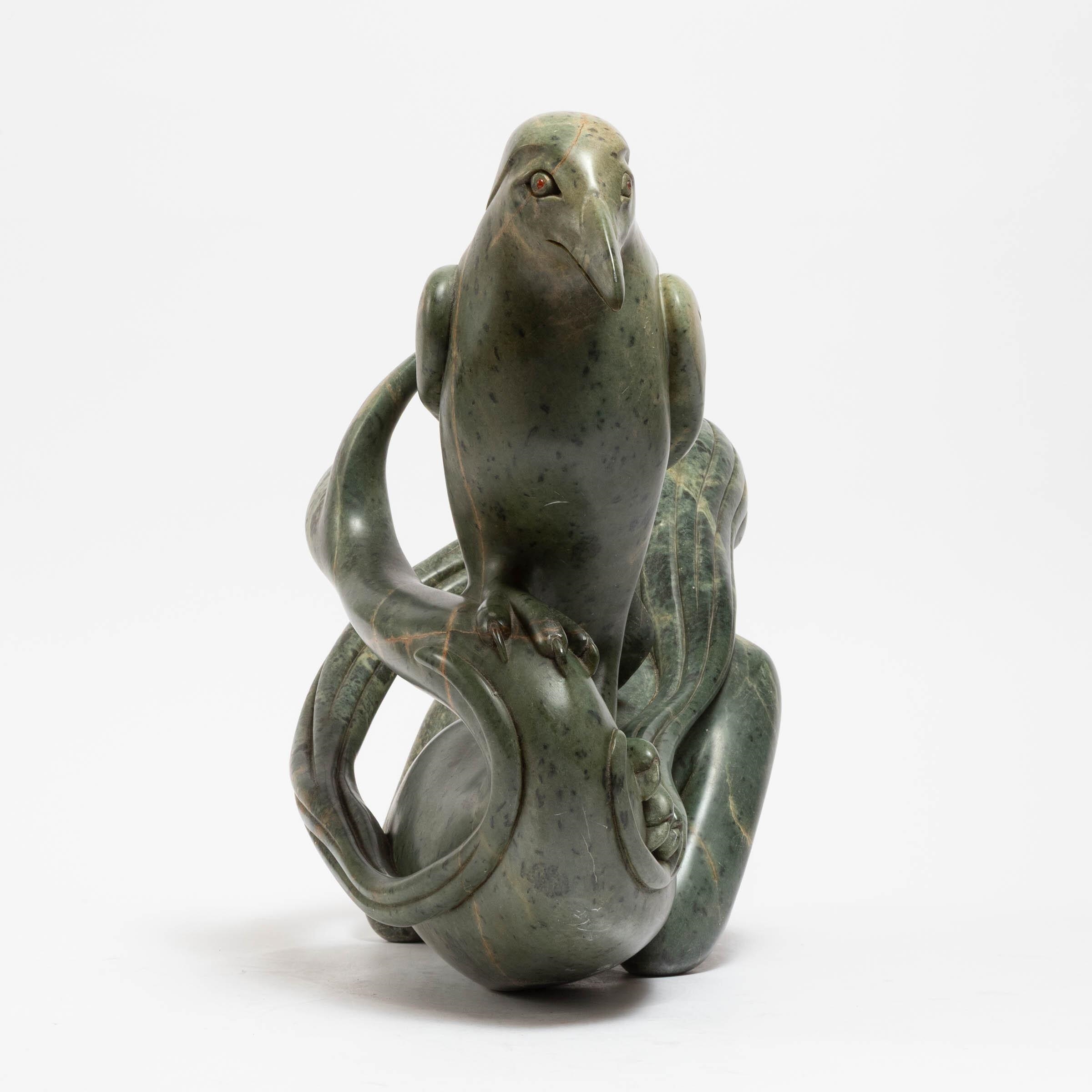 Artwork by Abraham Apakark Anghik Ruben, SEDNA AND RAVEN, Made of Stone