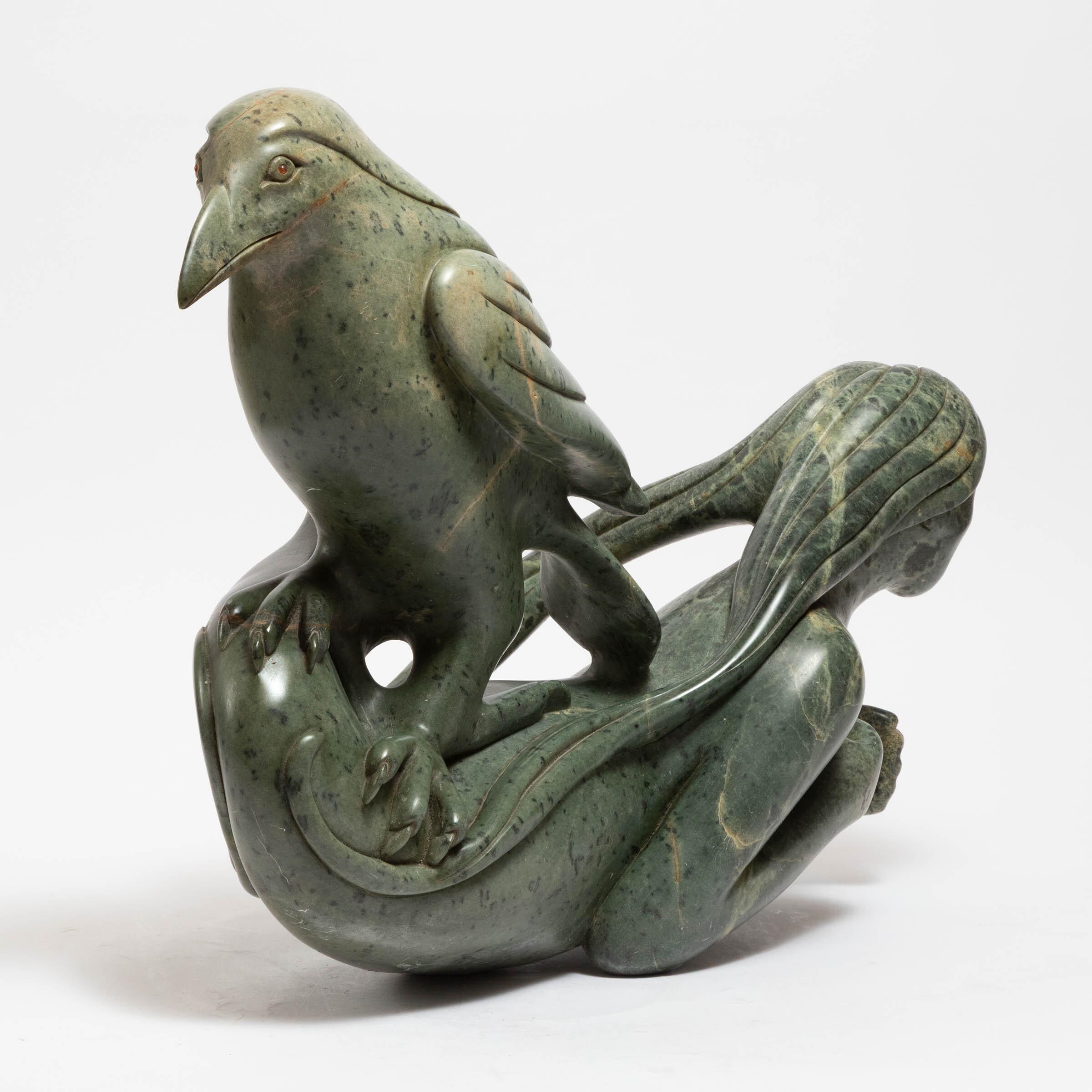 Artwork by Abraham Apakark Anghik Ruben, SEDNA AND RAVEN, Made of Stone