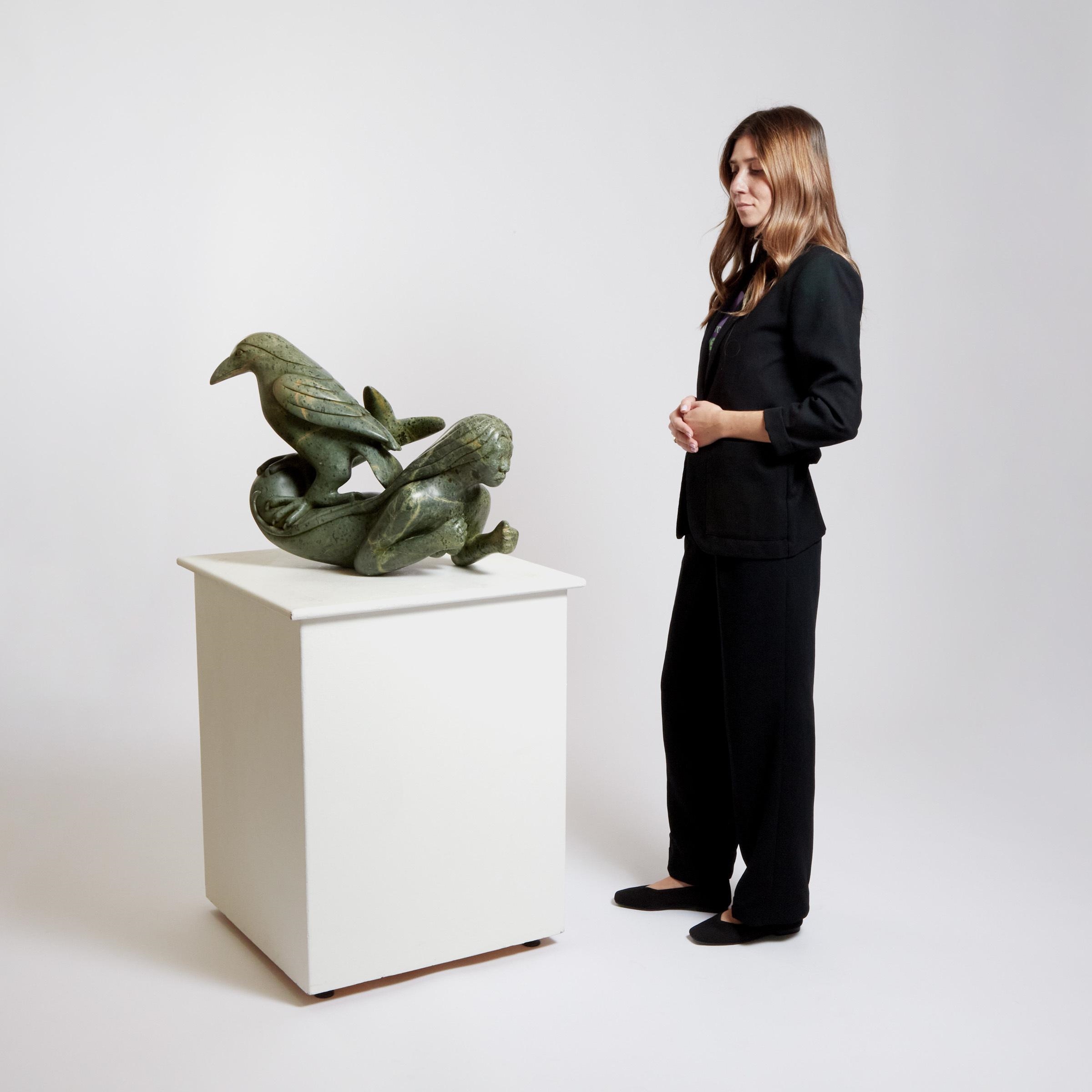 Artwork by Abraham Apakark Anghik Ruben, SEDNA AND RAVEN, Made of Stone