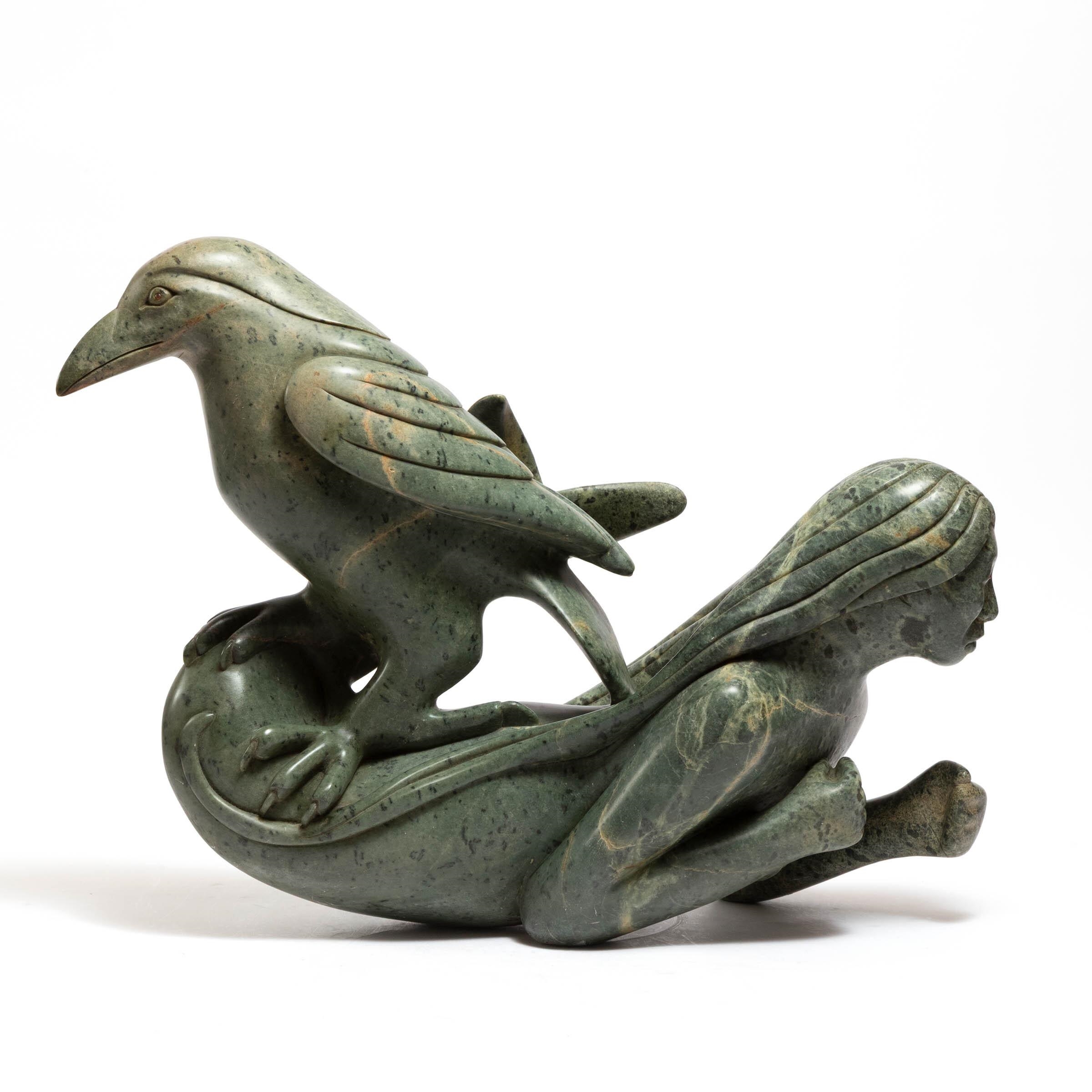 Artwork by Abraham Apakark Anghik Ruben, SEDNA AND RAVEN, Made of Stone