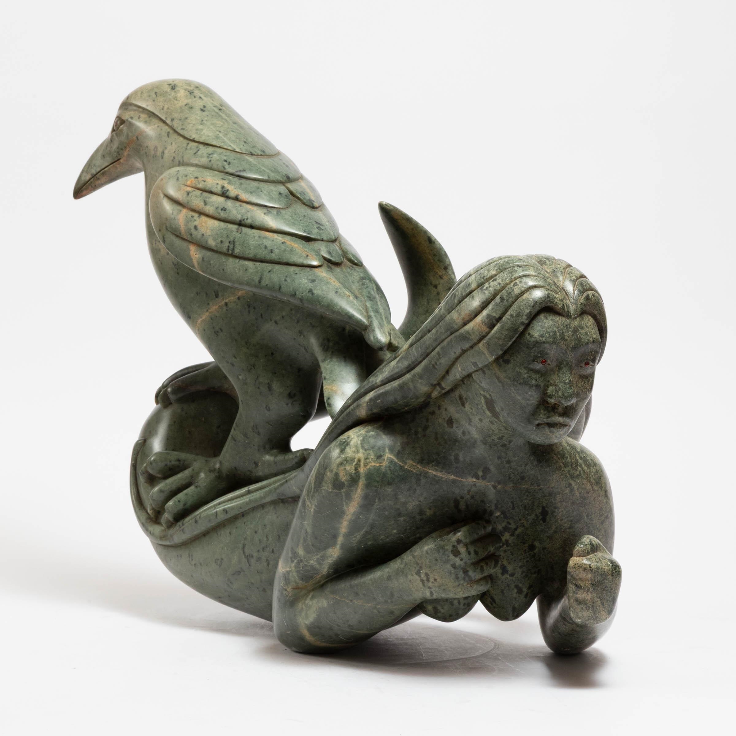 Artwork by Abraham Apakark Anghik Ruben, SEDNA AND RAVEN, Made of Stone