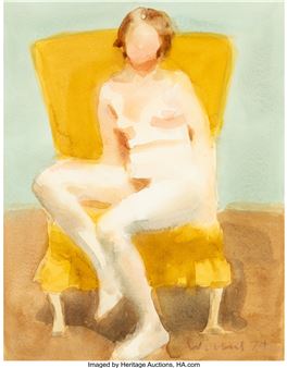 Figure on Yellow Chair and Blue