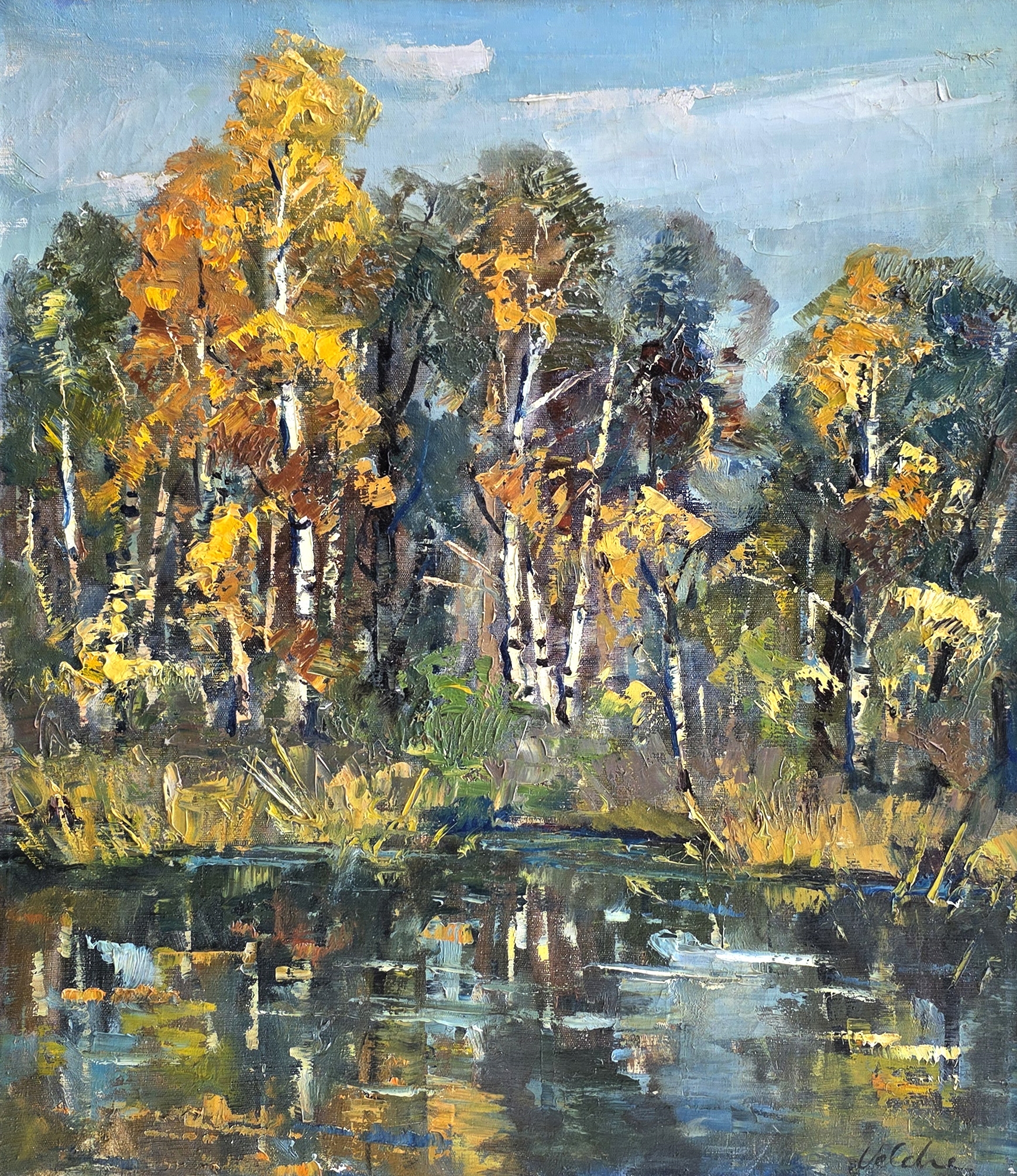 Artwork by Harijs Veldre, Rudens saulē, Made of Oil On Canvas