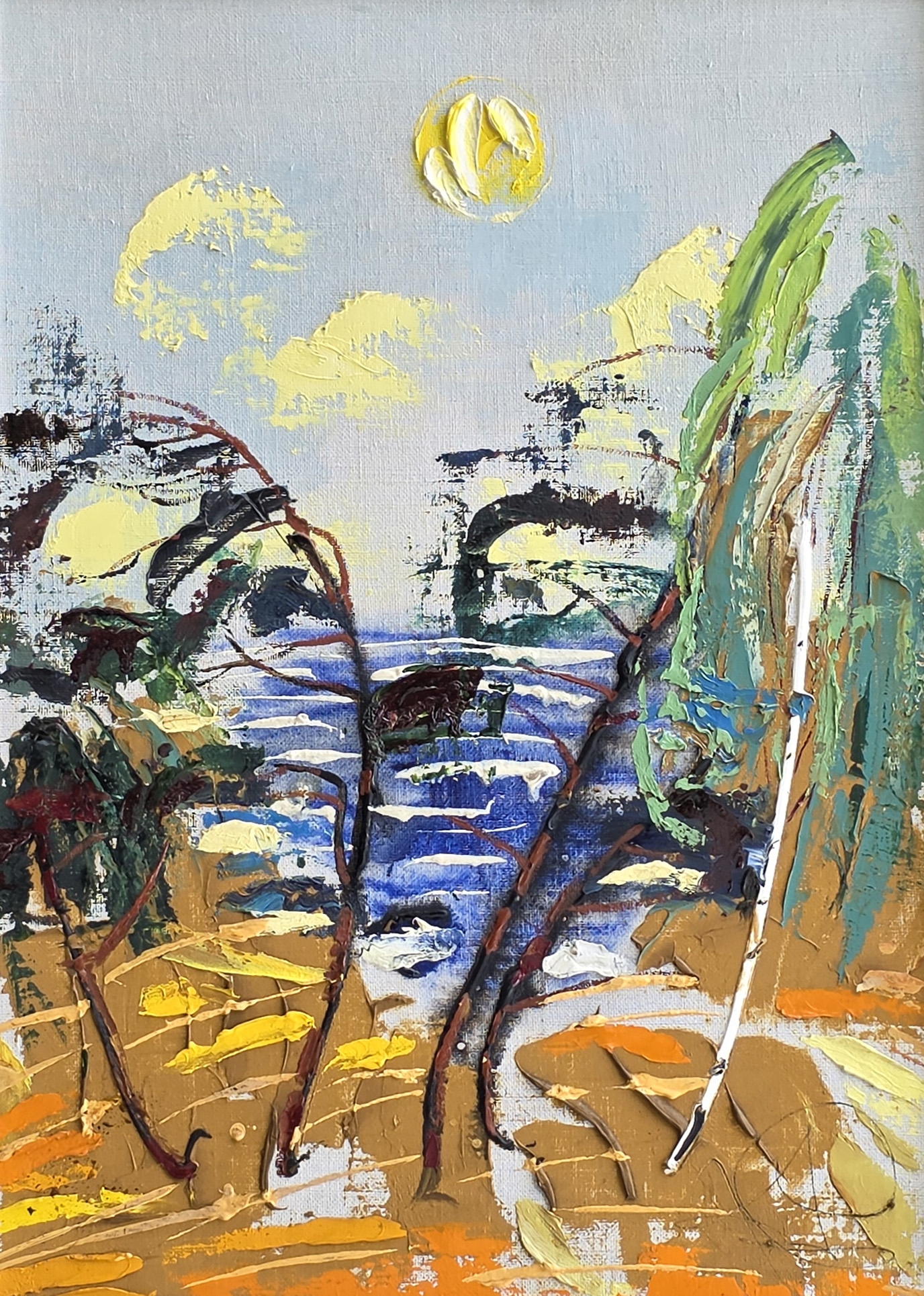 Artwork by Jānis Pauļuks, Vidzemes jūrmala Vitrupes krastā, Made of Cardboard, Canvas, Oil