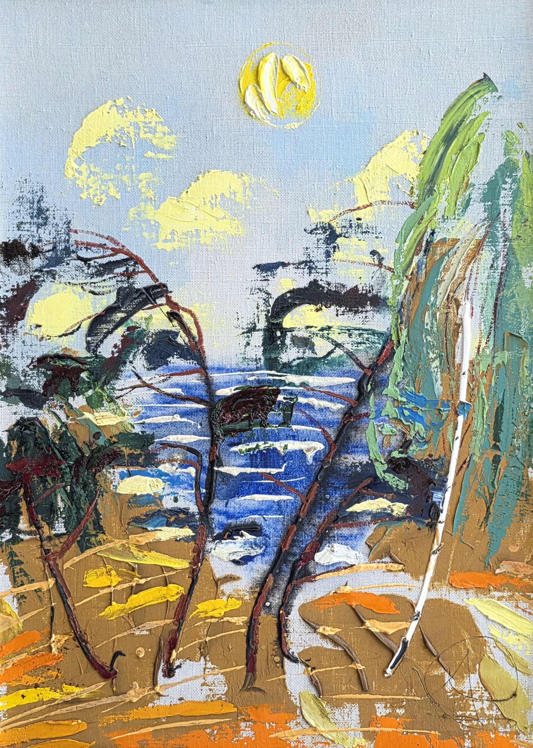 Artwork by Jānis Pauļuks, Vidzemes jūrmala Vitrupes krastā, Made of Cardboard, Canvas, Oil