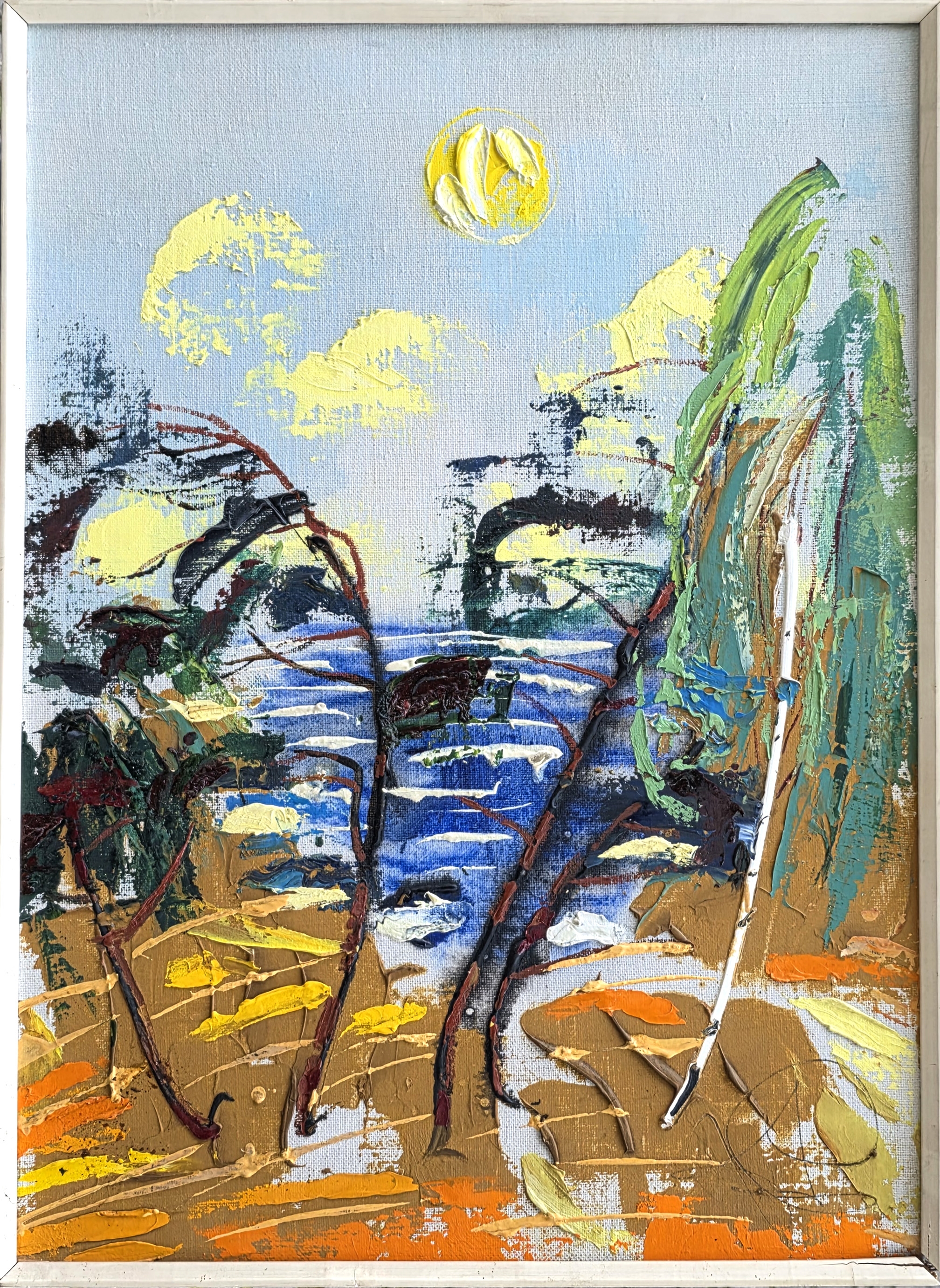 Artwork by Jānis Pauļuks, Vidzemes jūrmala Vitrupes krastā, Made of Cardboard, Canvas, Oil