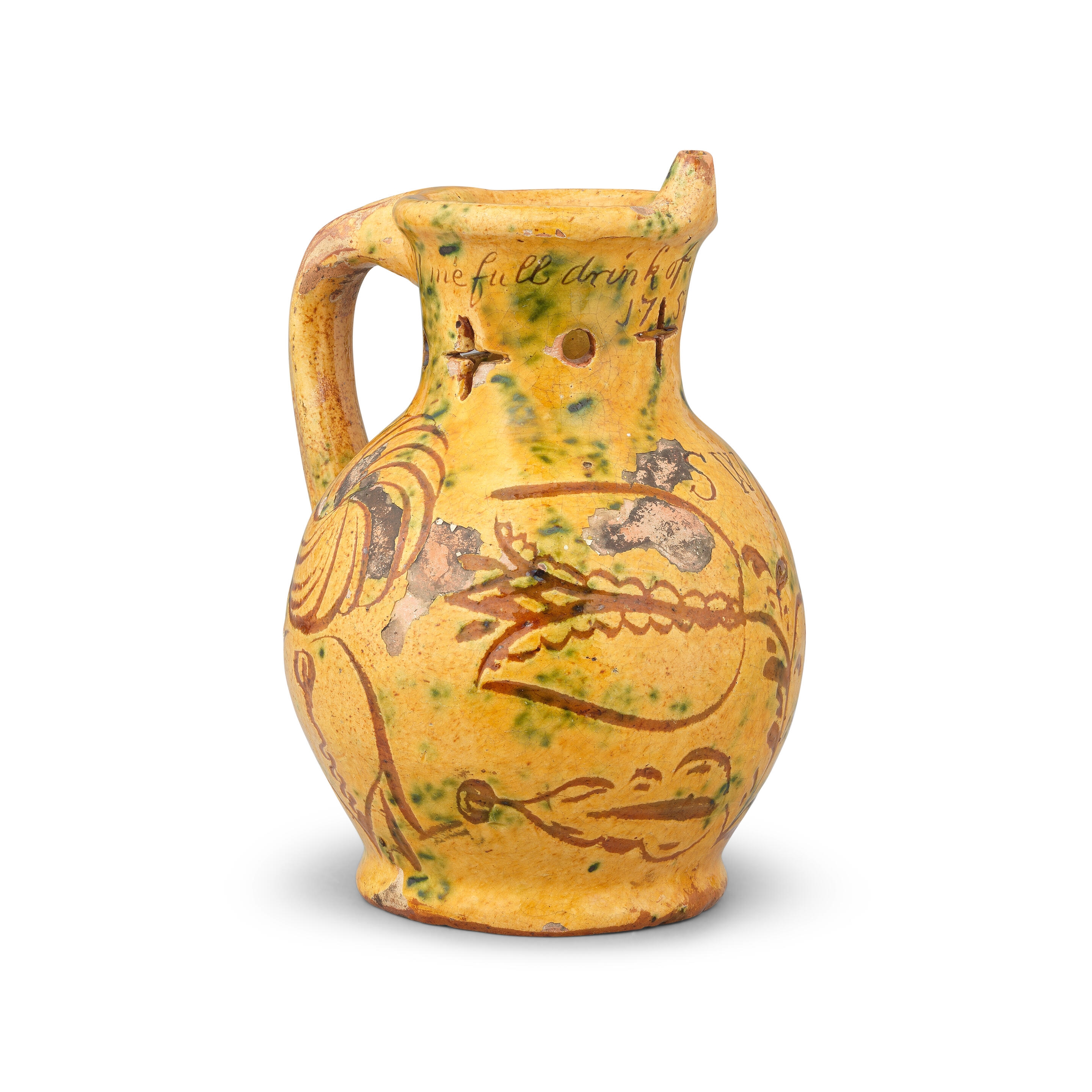British School, 18th Century | A Donyatt slipware puzzle jug, dated ...