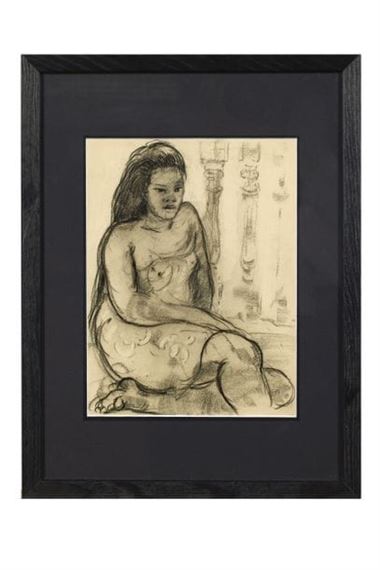 Balinese woman seated at the balustrade