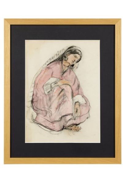 Artwork by Adrien Jean Le Mayeur de Merprés, Seated Indian woman, Made of Watercolor, Charcoal And Red Chalk On Paper, Watercolor, Black Chalk And Red Chalk On Paper