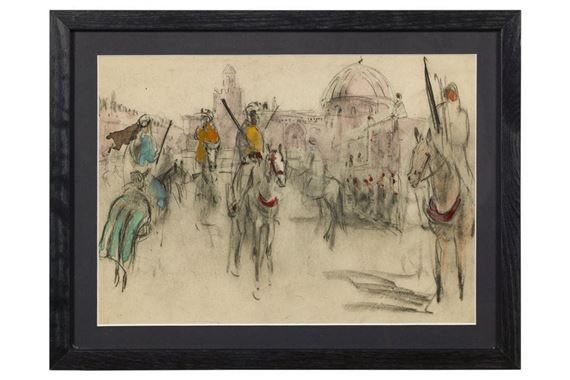 Arab riders in the city by Adrien Jean Le Mayeur de Merprés