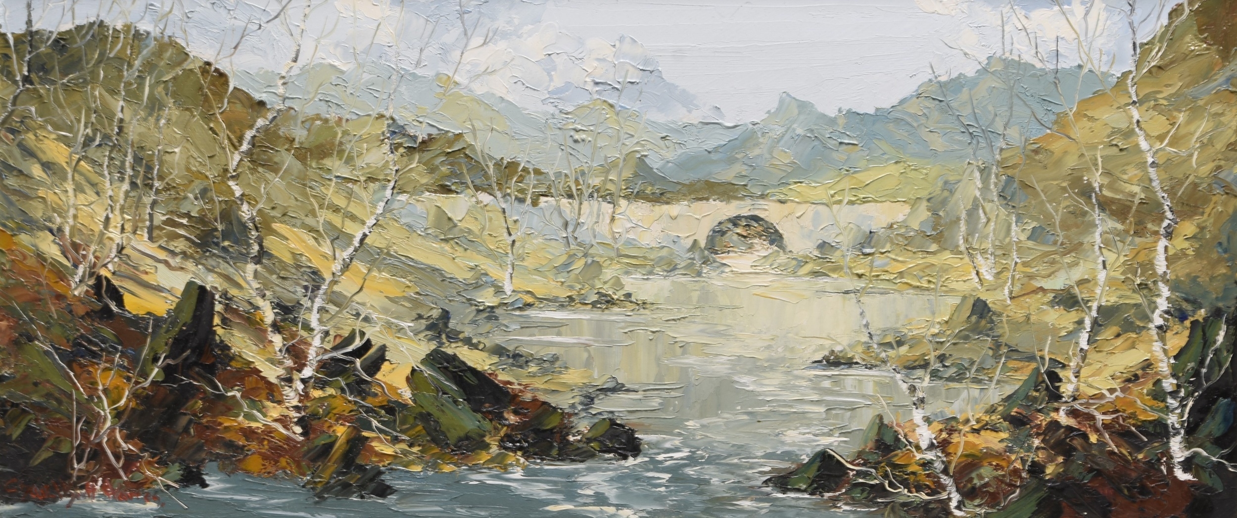 Charles Wyatt Warren | Mountainous Welsh Scene with Bridge | MutualArt