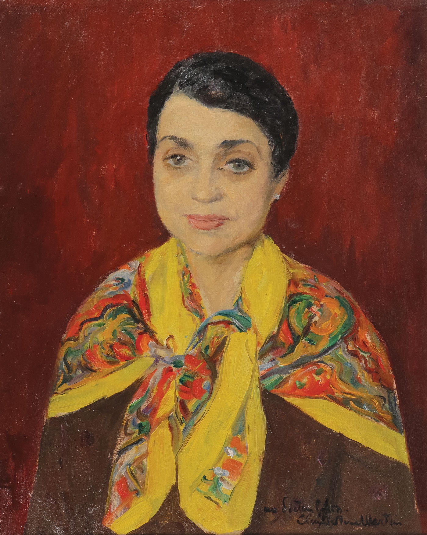Claude Rene Martin | Portrait of a Woman with a Brightly Colored Shawl ...