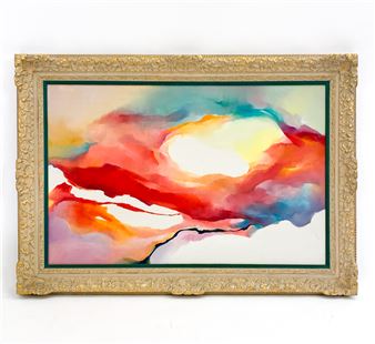 Untitled abstract oil painting made to look liquid or similar to a watercolor with bright colors
